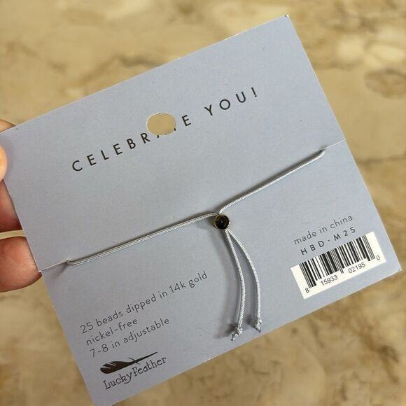 NEW! Lucky Feather Milestone Birthday Bracelet “25” 14K Gold Dipped - Picture 3 of 4